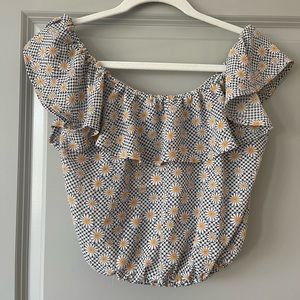 NWT mine women’s cropped daisy and gingham top